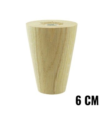 1x Nóżka noga 6 cm drewniana dębowa prosta surowa