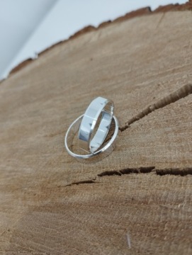 Серебряные обручальные кольца со срезанными сторонами, 4 мм, свадьба ПАРА