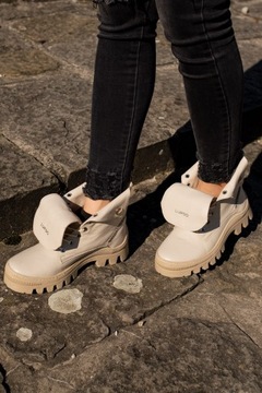 Trapery damskie BOTKI PRODUKT PL SKÓRA beżowe 41