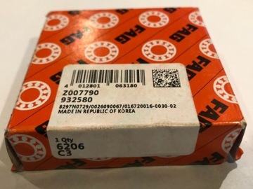 Łożysko 6206 C3 FAG 30 x 62 x 16 mm