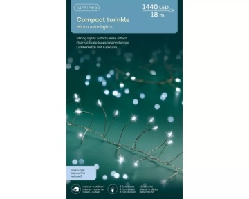 Lampki zimny biały 1400 microLED 18m gęste ozdobne