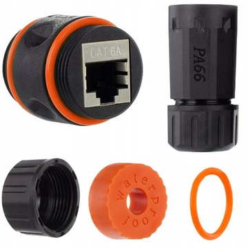 NEKU Бочковой разъем 2x RJ45 FTP кат.7 6A IP68