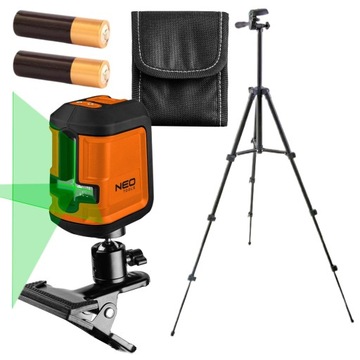 NEO LASER KRZYŻOWY POZIOMICA LASEROWA 15m ZIELONY 75-106 ETUI UCHWYT+STATYW