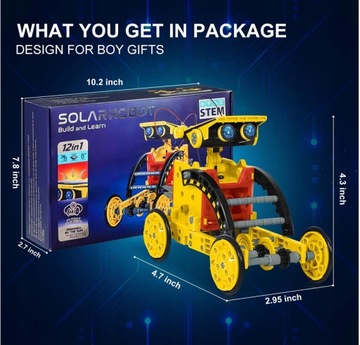 СОЛНЕЧНЫЙ РОБОТ ОБРАЗОВАТЕЛЬНАЯ ИГРУШКА ДЛЯ ДЕТЕЙ 12 В 1 НАБОР С СОЛНЕЧНОЙ ПАНЕЛЬЮ