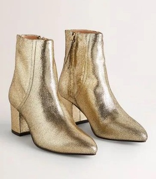 BODEN nowe buty damskie 100% SKÓRA botki KOZAKI złote roz 40