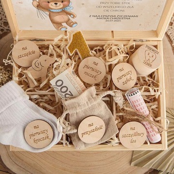 ПОДАРОК ​​ДЕВОЧКЕ НА ДЕНЬ РОЖДЕНИЯ В ДЕРЕВЯННОЙ КОРОБКЕ ESSENTIAL TEDDY BEAR + ИМЯ