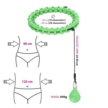 HHW12 PLUS SIZE HULA HOP ЗЕЛЕНЫЙ С ШПИЛЬКАМИ И ВЕСОМ HMS