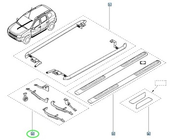 Оригинальный комплект для установки боковых подножек Dacia Duster