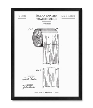 Obrazy do łazienki WC PAPIER TOALETOWY rama A3