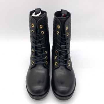 Buty damskie botki eleganckie TOMMY HILFIGER MONOGRAM BIKER BOOT rozmiar 38