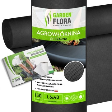 Agrowłóknina Agro GF antychwastowa 1,6x40m czarna na chwasty GRUBA 150g