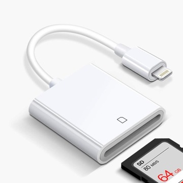 KABEL ADAPTER OTG PRZEJŚCIÓWKA Z LIGHTNING APPLE NA CZYTNIK KART SD