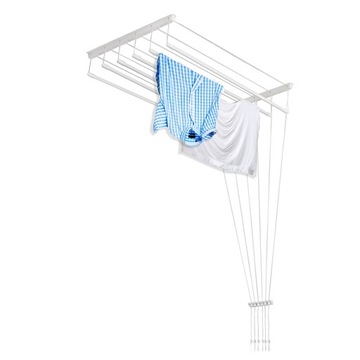 SUSZARKA ŁAZIENKOWA SUFITOWA 6 PRĘTÓW 150 CM SOLIDNA WYTRZYMAŁA BIAŁA