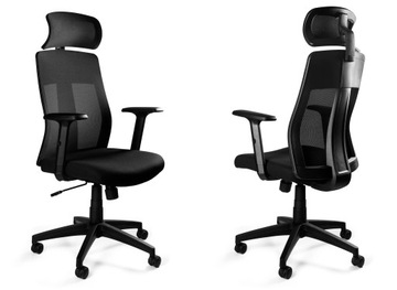 Fotel EXPLORE Czarny Biurowy Ergonomiczny Siatka Obrotowy Tkanina Solidny