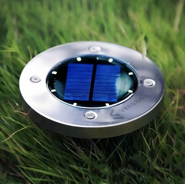 Lampka solarna najazdowa 8 LED wbijana świecący dysk super efekt na podjazd