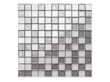 MOZAIKA SZKLANA SILVER WHITE BIAŁA SREBRNA SZARA