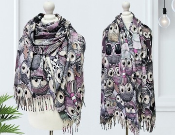 ЭЛЕГАНТНАЯ ШАЛЬ, КАШЕМИРОВЫЙ ШАРФ, БАХЛА, сова в стиле бохо