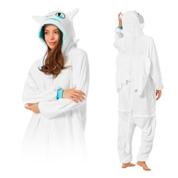 BIAŁA FURIA PIŻAMA KIGURUMI KOMBINEZON ONESIE