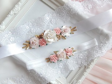 RÓŻANY pasek i opaska ZESTAW