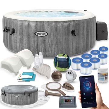 SPA BASEN DMUCHANY Z HYDROMASAŻEM 4-OSOBOWE JACUZZI 14w1 INTEX 196 x 71 CM
