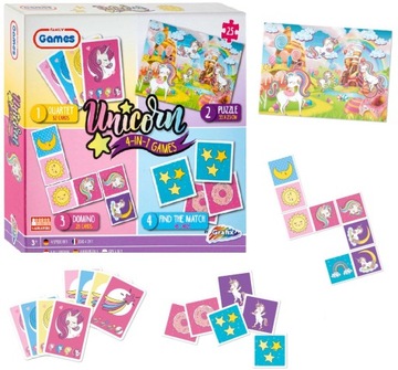 ZESTAW GRY FAMILIJNE DLA NAJMŁODSZYCH UNICORN 4W1