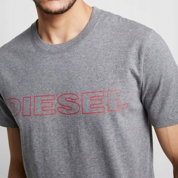 DIESEL _ Szary Męski Klasyczny T-shirt Logo _ S