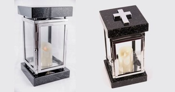 Серебряный надгробный фонарь, нержавеющая сталь + гранит.