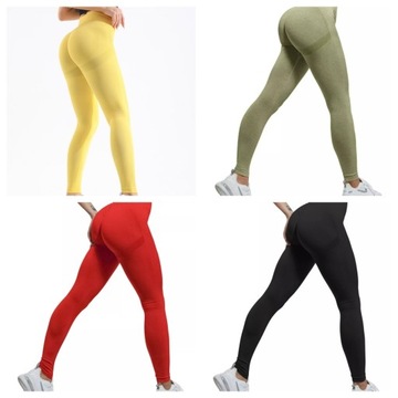 Legginsy damskie Leginsy sportowe damskie Push Up imitacja skóry długa