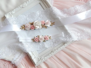 RÓŻANY pasek i opaska ZESTAW