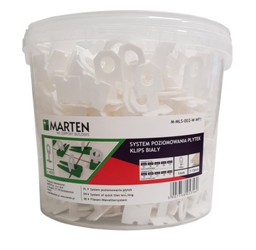 Szybki system poziomowania płytek Klips biały 1 mm MARTEN