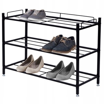 STOJAK NA BUTY OBUWIE CZARNY METALOWY REGAŁ ORGANIZER SZAFKA 3 PÓŁKI LOFT