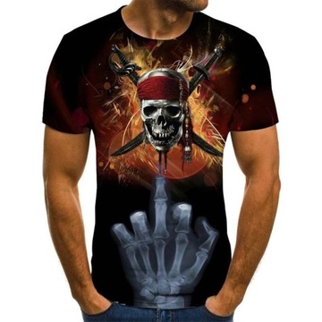 KOSZULKA MĘSKA T-SHIRT WZÓR GRAFICZNY 3D PIRAT S