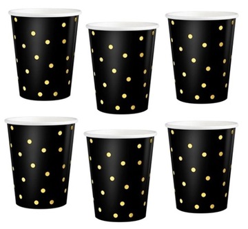 KUBECZKI PAPIEROWE URODZINY TORT CZARNY ZŁOTY 6x