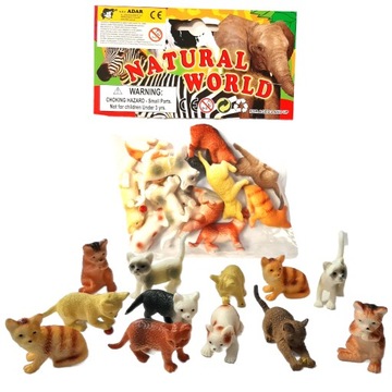 MINI KOTY KOTKI DOMOWE FIGURKI ZESTAW 12SZT.
