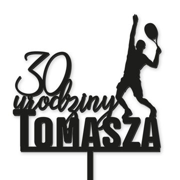 TOPPER TORT TENIS TENISISTA URODZINY NAPIS CZARNY