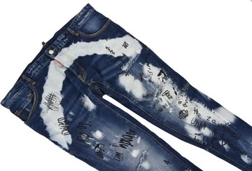DSQUARED2 spodnie męskie jeansy niebieskie przetarcia dziury 54