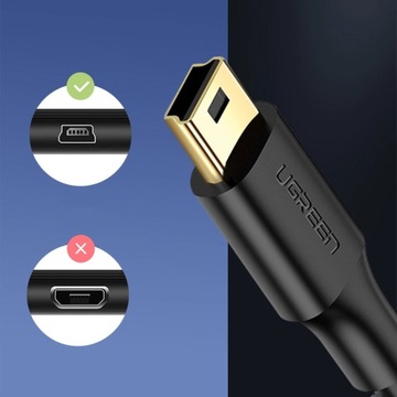 Кабель Ugreen USB-mini USB 0,5м черный - US132, 480 Мбит/с