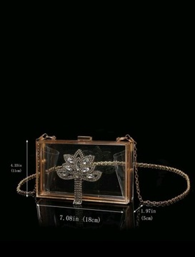 Kopertówka przezroczysta transparentna kuferek z kryształkami z cyrkoniami