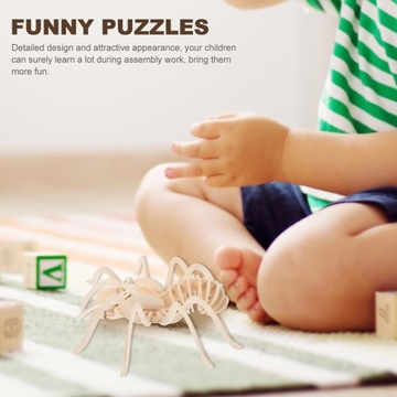 PUZZLE 3D ZWIERZĘCE INTERAKTYWNE UKŁADANKI DIY Z DREWNA TYP PAJĄK 2 SZT.