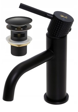 BATERIA UMYWALKOWA ROYAL CZARNA MATOWA WĘŻYKI MOCOWANIE