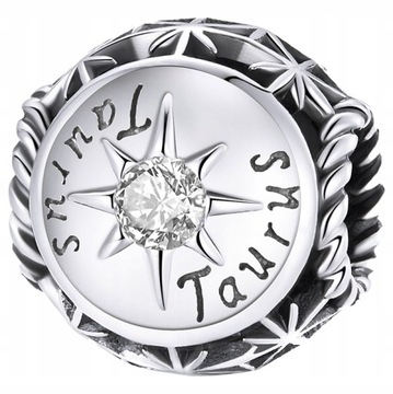 CHARMS BYK TAURUS ZNAK ZODIAKU koralik srebro 925 kolorowe cyrkonie beads