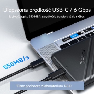 Корпус для дисков Orico 2,5'' USB-C 3.1 6 Гбит/с черный