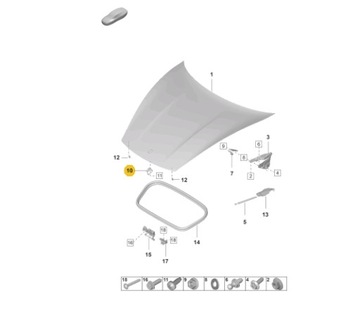 PORSCHE TAYCAN FRONTA BONNET SAFETY LATCH COVER 9J1823089