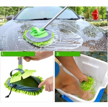 ЩЕТКА ДЛЯ МОЙКИ АВТОМОБИЛЯ С ТЕЛЕСКОПИЧЕСКИМ УДЛИНИТЕЛЕМ И СМЕННОЙ ШВАБКОЙ