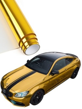 Fólie Crystal Pet Chrom Zlatá 200 cm * 152 cm Chromovaná Automobilová Dýha