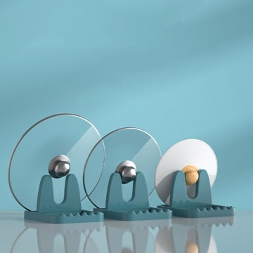 Держатель крышки кухонной кастрюли с капельницей, складная подставка для крышки синего цвета