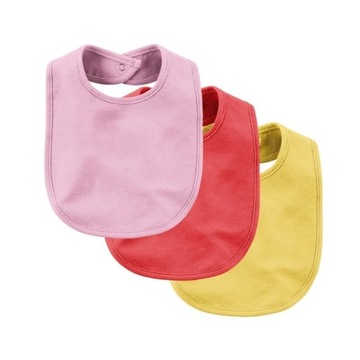 Dziecięcy śliniak 3-pack, gładki w trzech kolorach, zapinany na napę, Tup T