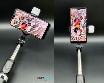 SELFIE STICK Kijek TRIPOD STATYW PILOT BLUETOOTH Lampa LED 104 cm 360°