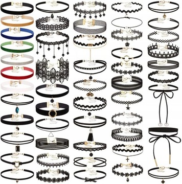 52 czarny zestaw naszyjników Choker kobiet,Chokery