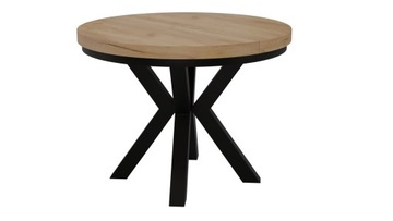 STÓŁ OKRĄGŁY ROZKŁADANY NOGA METAL SALON KUCHNIA 90cm+2x50cm